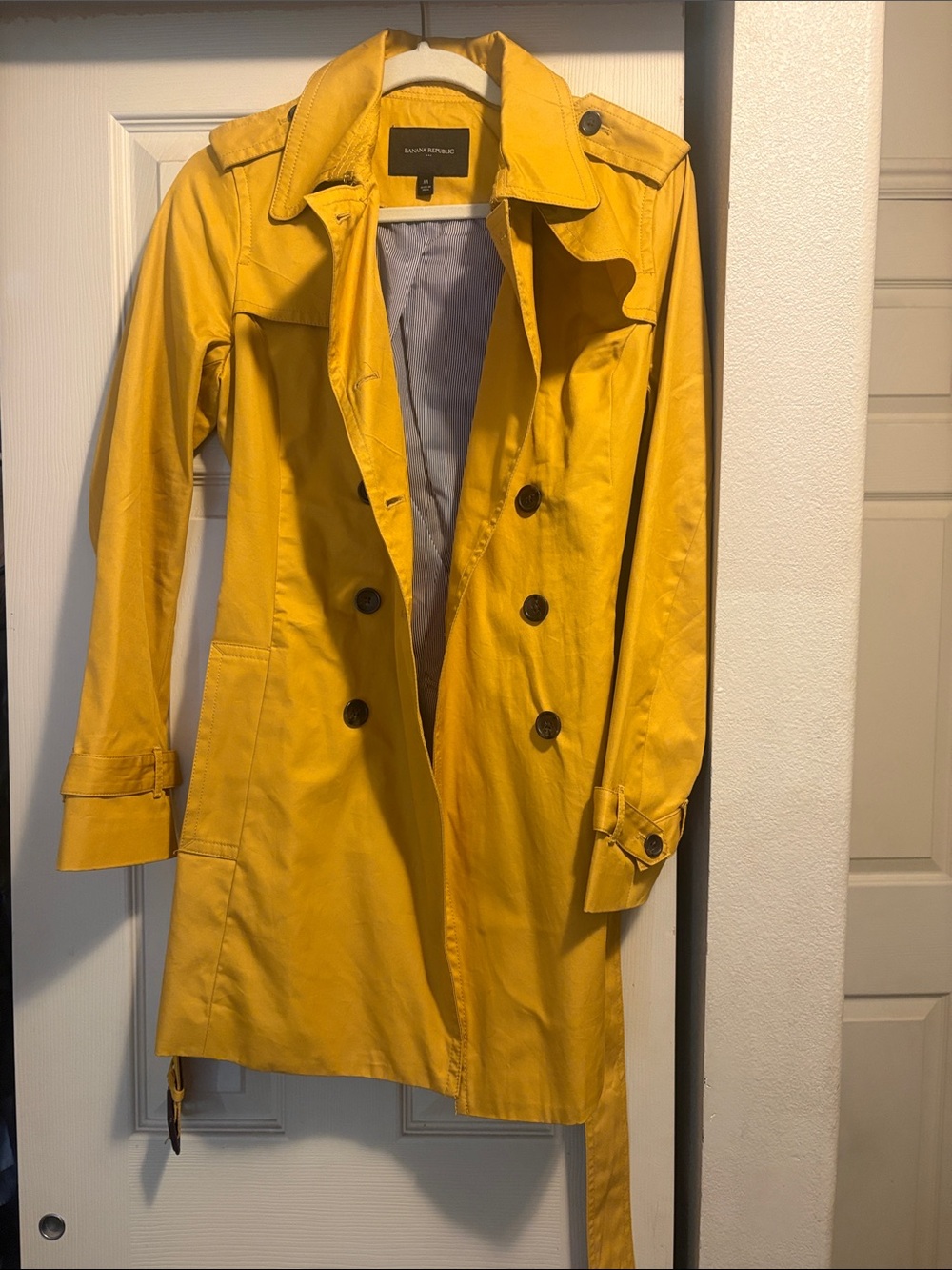 Banana Republic Bright Yellow Double-Breasted Trench Coat